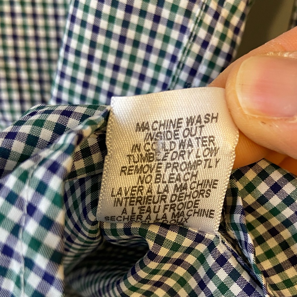 Frank & Eileen Barry Green and Blue Gingham Button Up Shirt Sz Medium - Picture 11 of 13